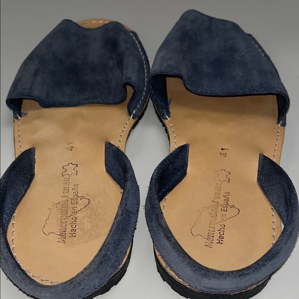 Menoquinas Huran Ocean Blue Suede Slingback Sandals size 11 woman’s - Picture 4 of 11